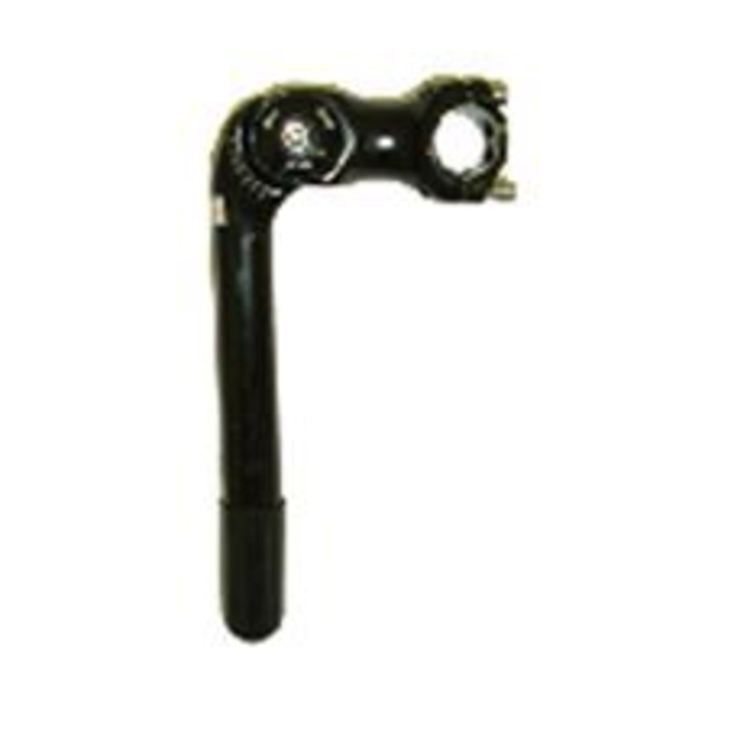Adjustable quill stem with unspecified features: black color, 80mm extension, 22.2mm diameter, and compatible with 25.4mm handlebars.