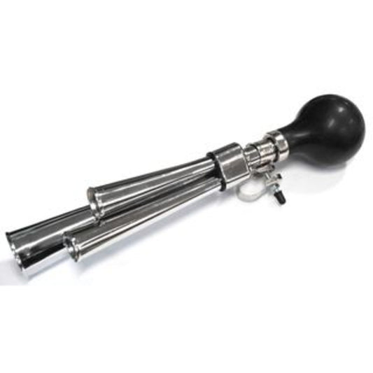 BikesUp BIKES UP! Three Pipe Air Horn Loud, Featuring a Silver Finish with a Black Rubber Bulb