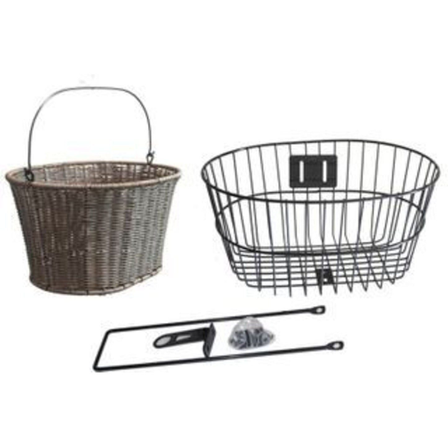 Oval Fixed Mount Bike Basket made of Polyrattan and Steel - Compatible with Quill Stems