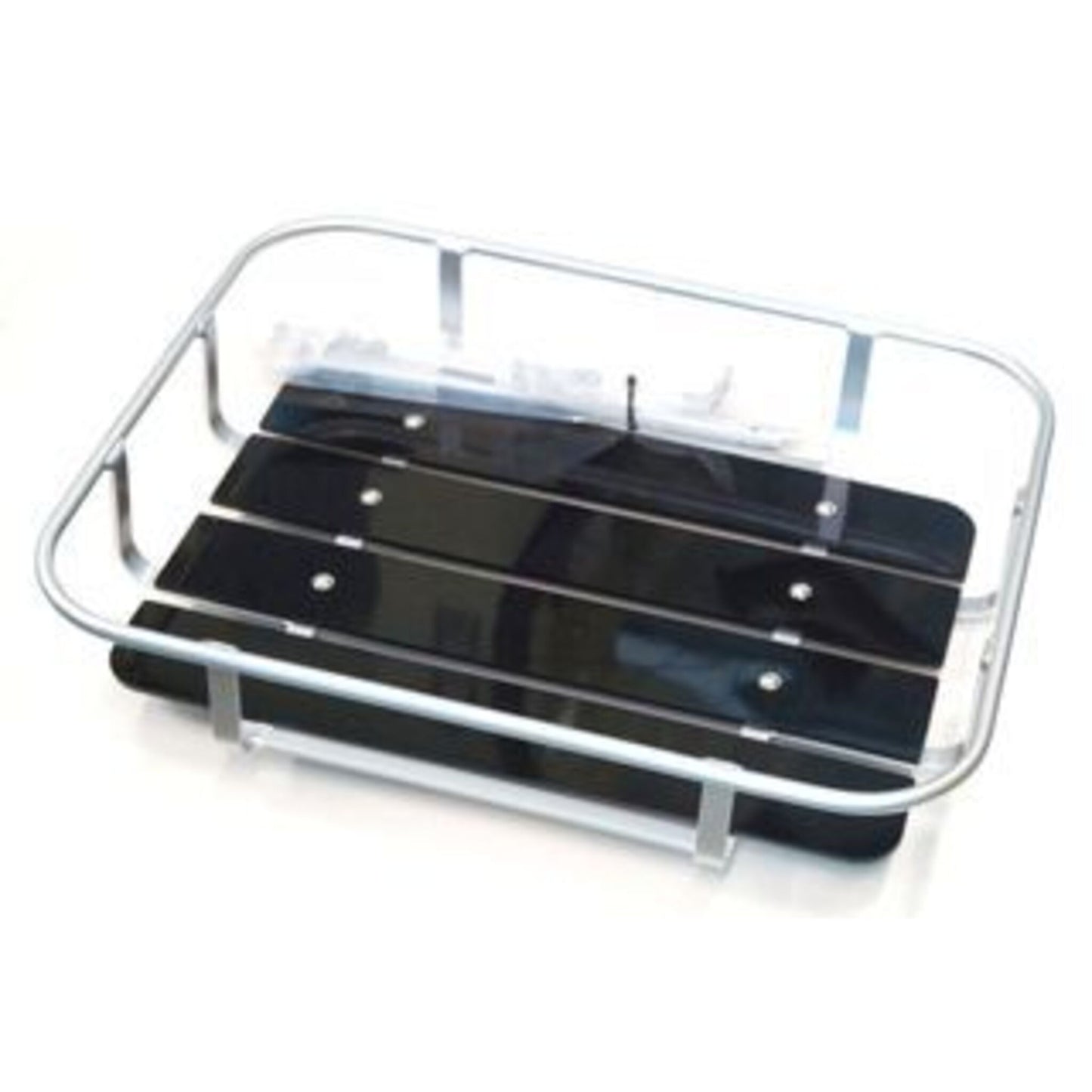 Front Basket in Tray Style - Silver Alloy Frame with Plastic Slats and Handle
