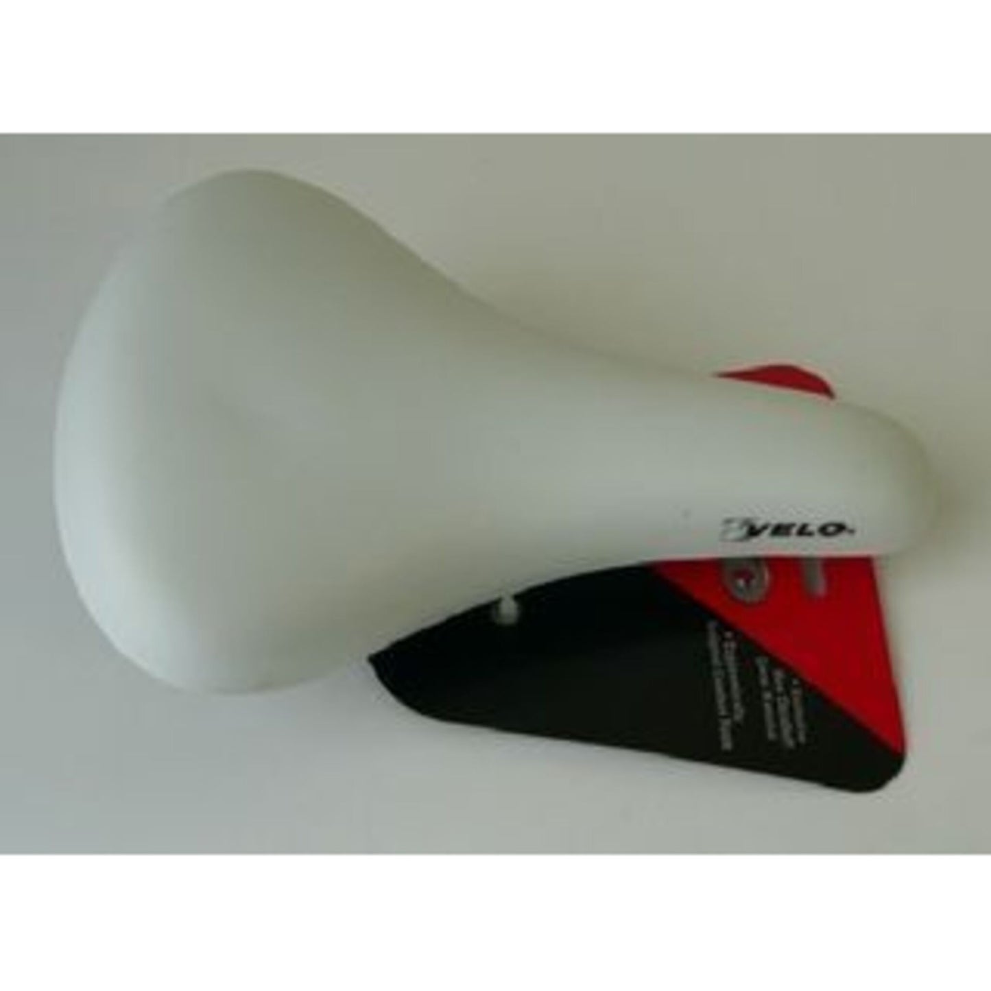 Velo BMX Saddle - White Vinyl, suitable for 16-20 inch bikes, dimensions 220x145mm.
