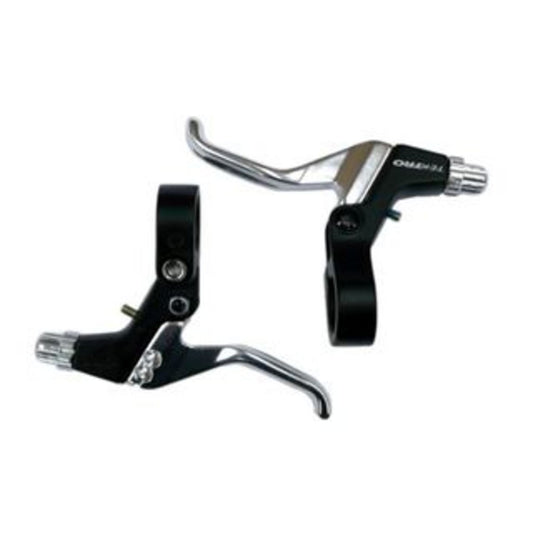 Tektro 2-Finger Brake Levers for Linear, Caliper, Cantilever, and U Brakes - Silver and Black (Set of Two)