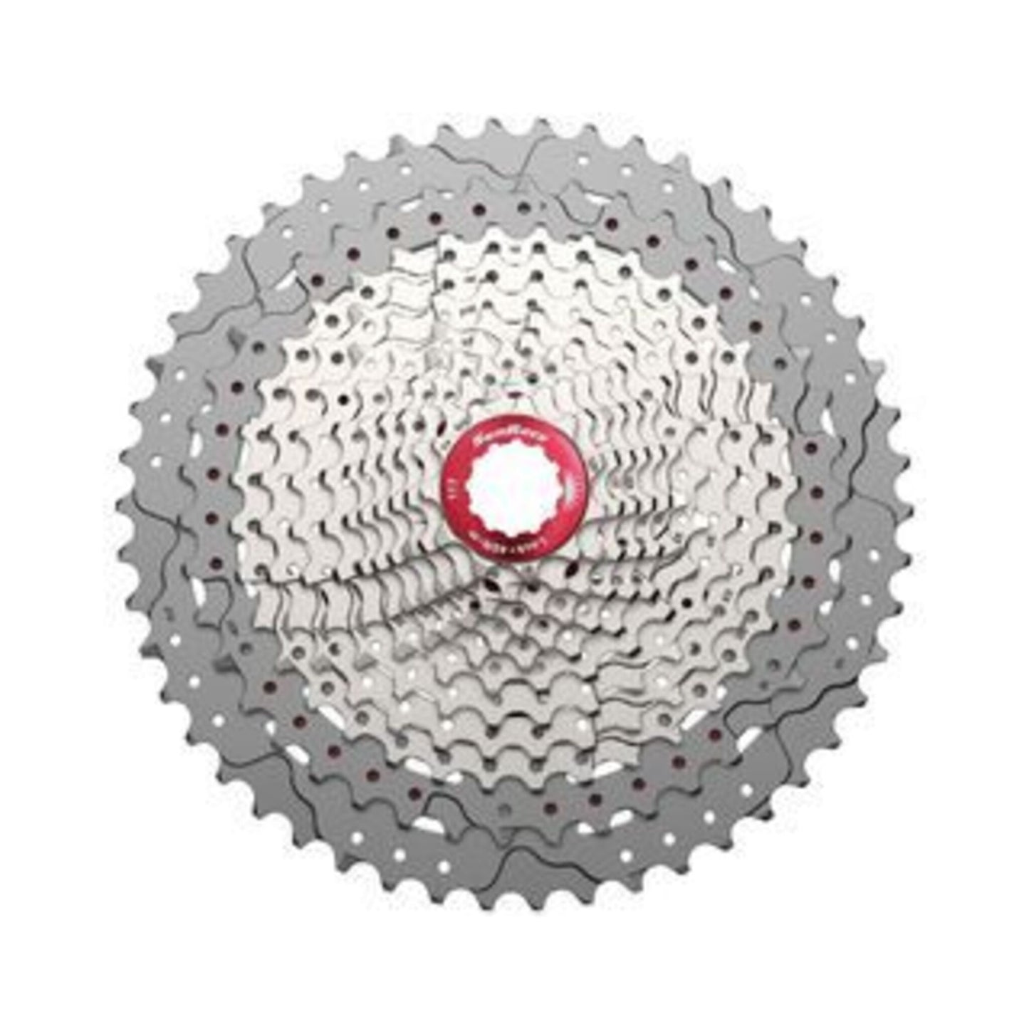 Sunrace Metallic Silver 12-Speed Cassette compatible with HG Shimano and Sram freehub bodies.