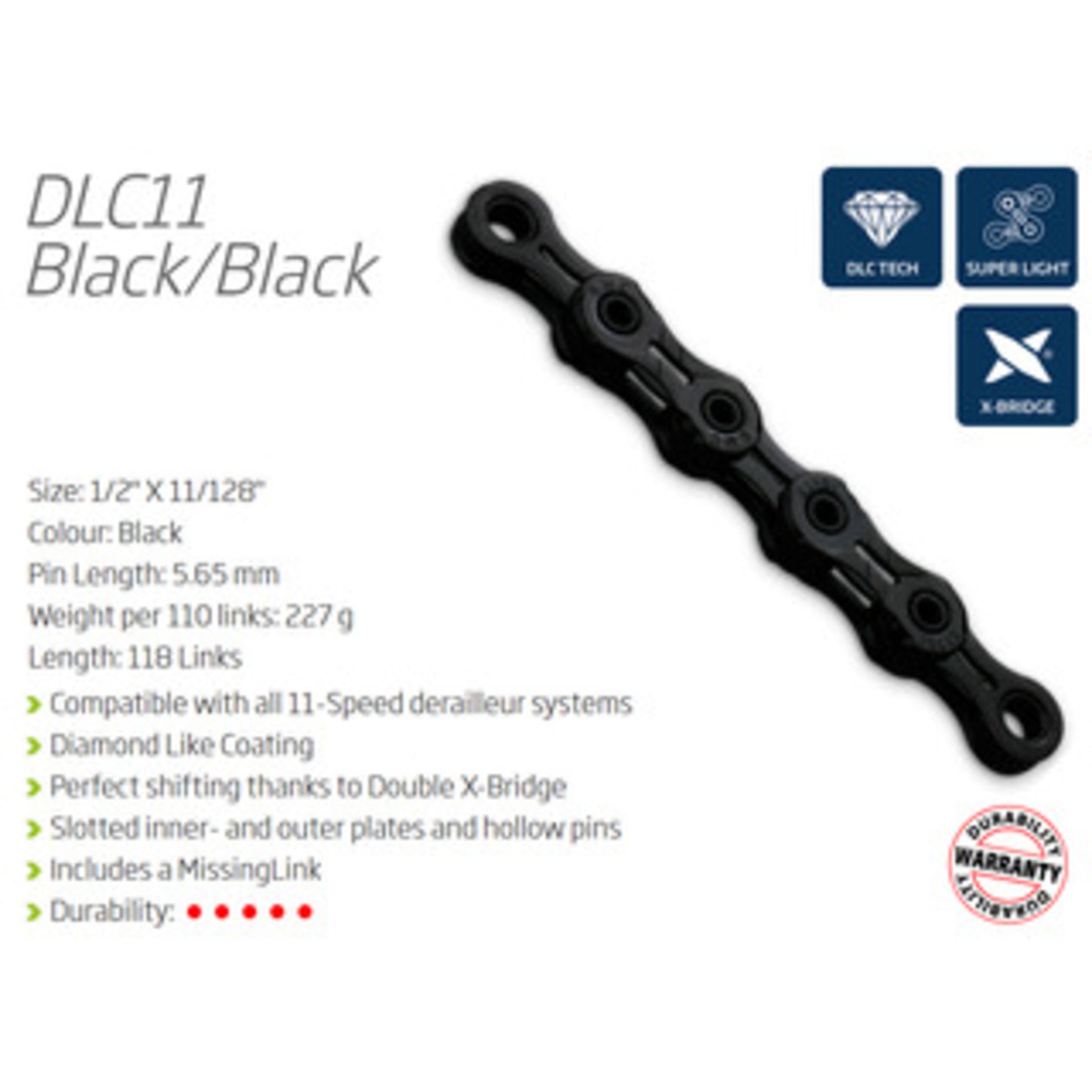 KMC DLC11SL 11-Speed Chain - Ultra Light and Diamond Tough