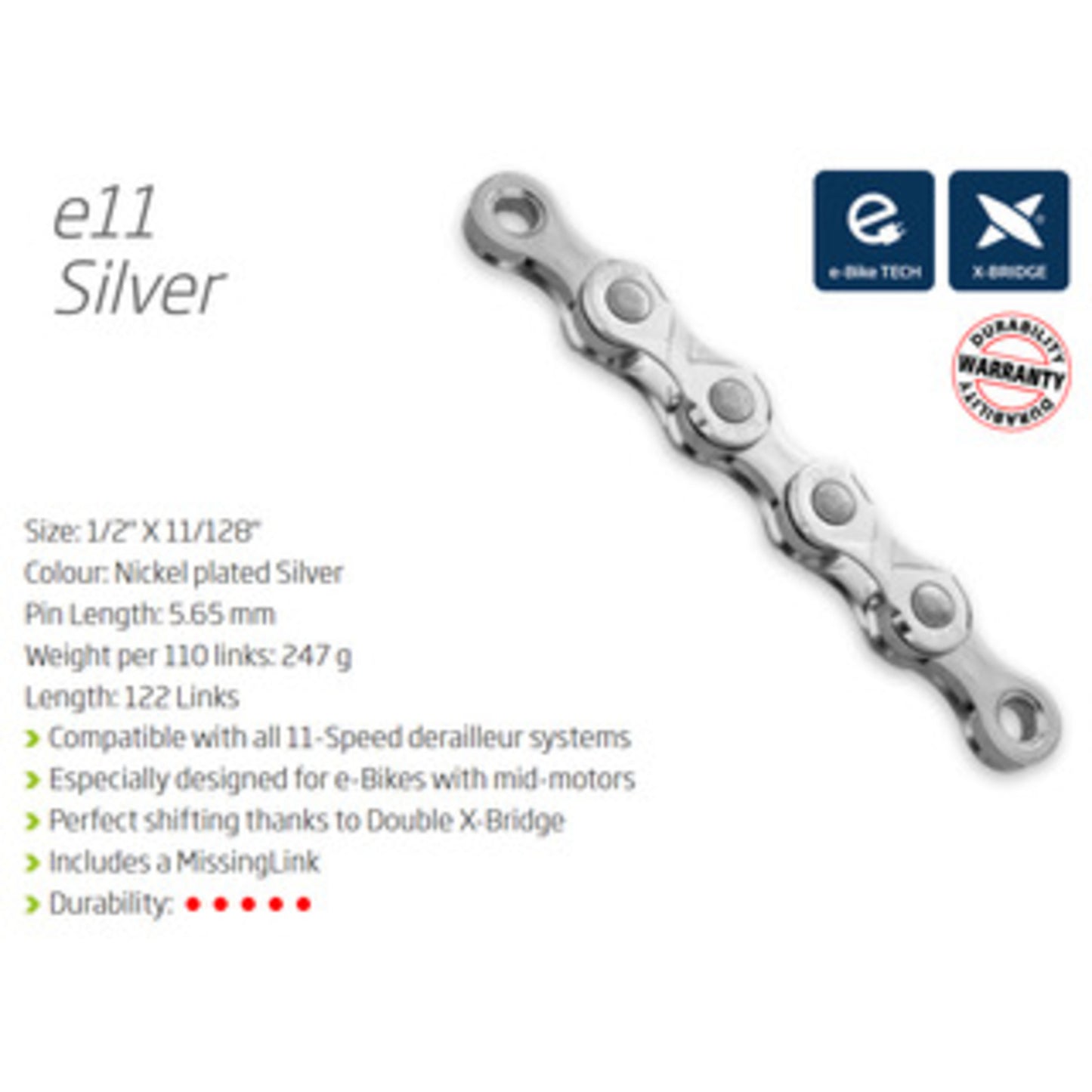 KMC E11 11-Speed Electric Bike Chain - High Torque