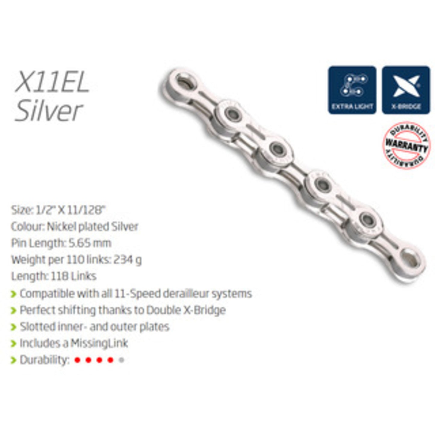 KMC X11EL-1 11-Speed Chain in Silver