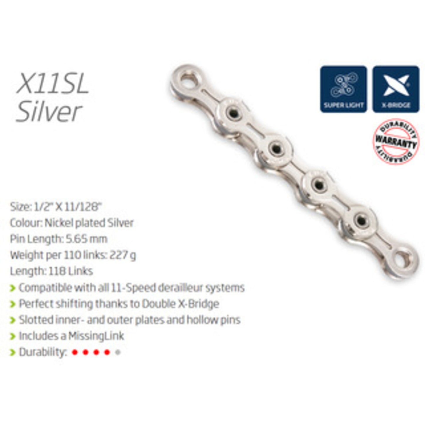 KMC X11SL 11-Speed Chain - Lightweight and Sturdy