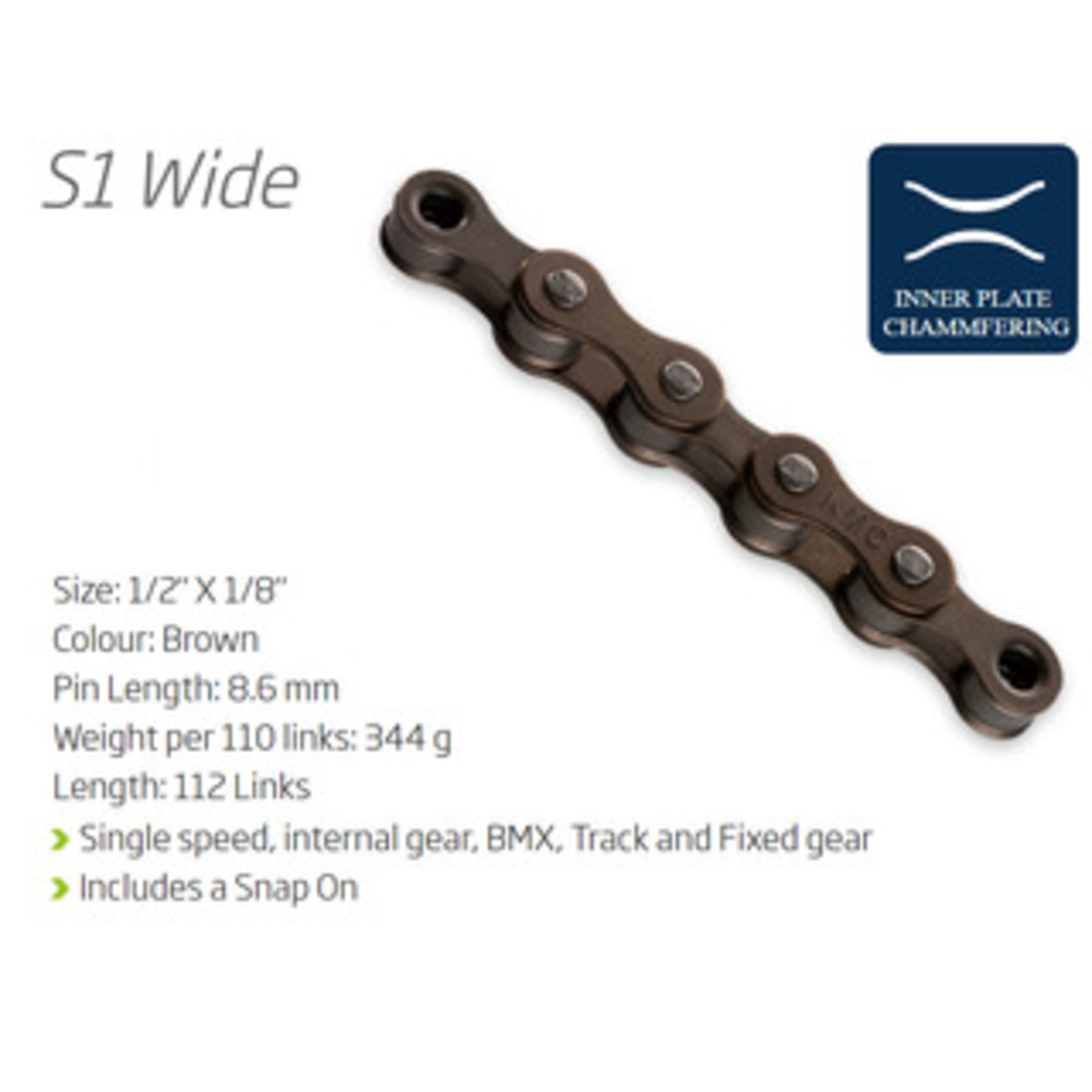 KMC S1 112L Brown Bicycle Chain - 1/2" x 1/8