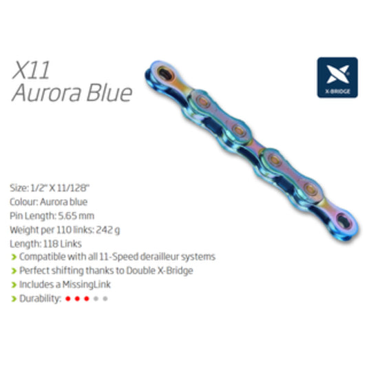 KMC X10 10-Speed Chain featuring a Connect Link - Limited Edition Aurora.