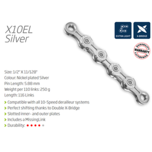 KMC X10EL 10-Speed Chain - Lightweight and Resilient