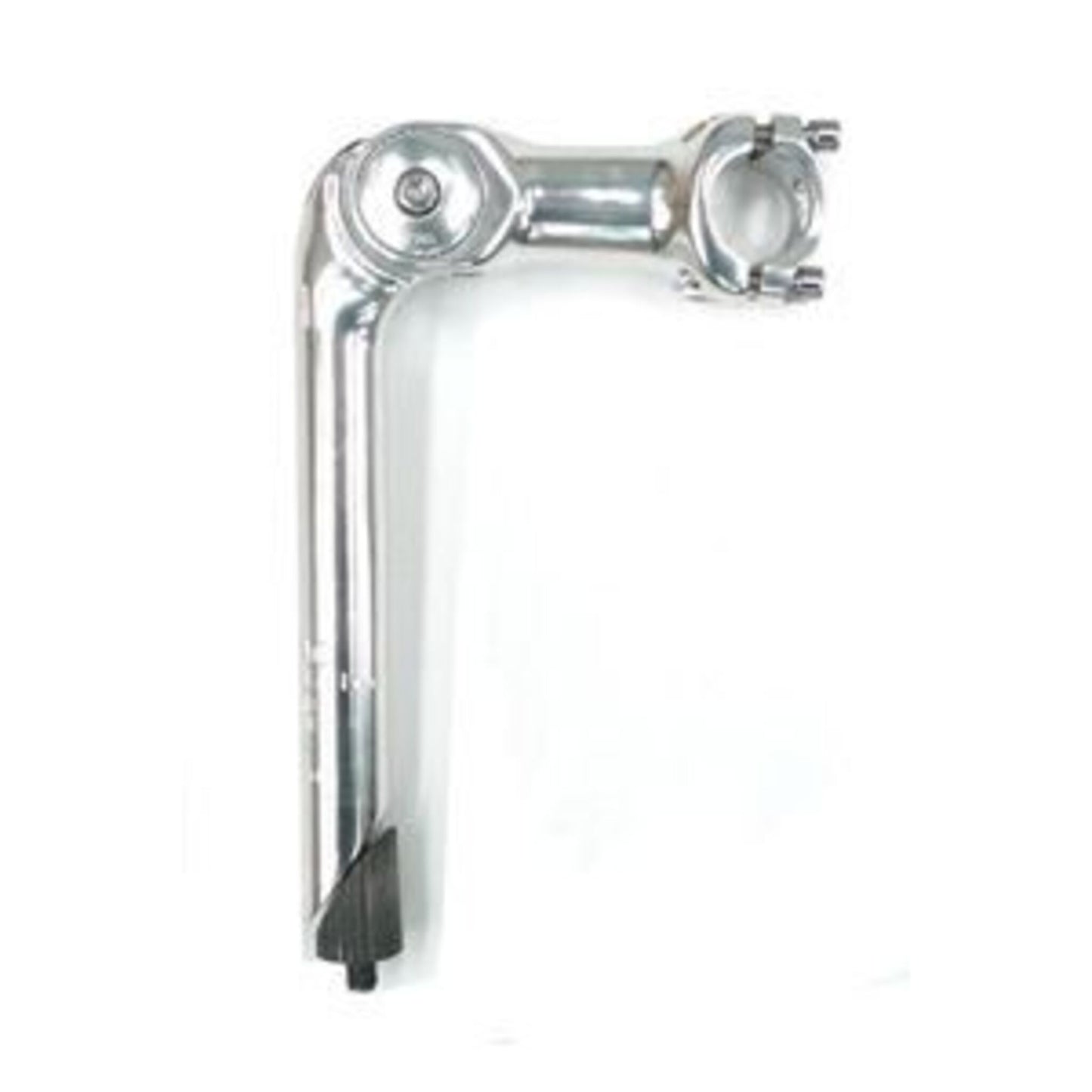 Alloy adjustable stem with a 100mm extension, 22.2mm quill, 25.4mm handlebar, in silver.