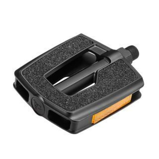VP Black PP Body Pedals featuring Inlaid Grip Tread - 9/16