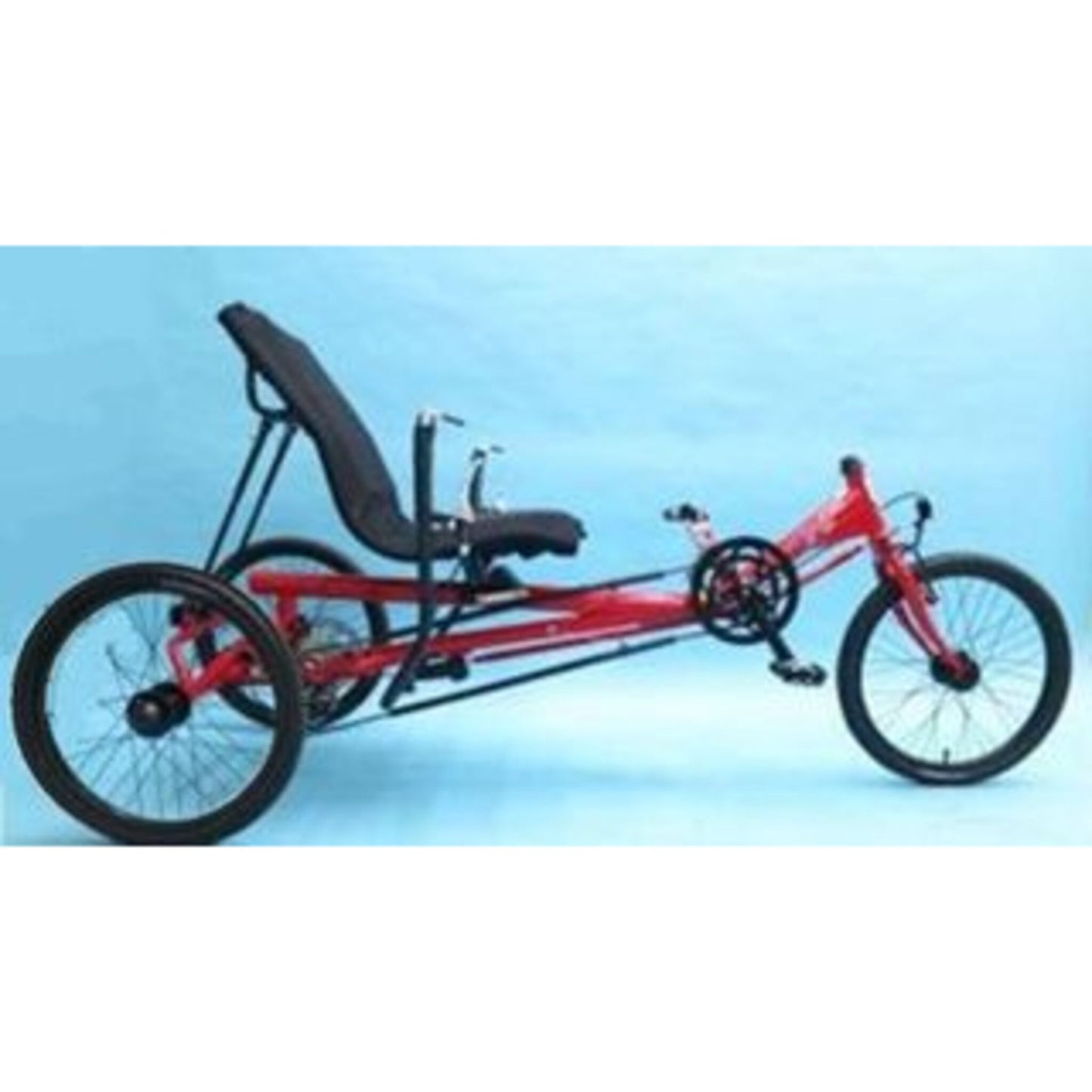 Gomier Rehatri Recumbent Trike, Pedal model, featuring 20" front and 20" rear wheels, in RED.