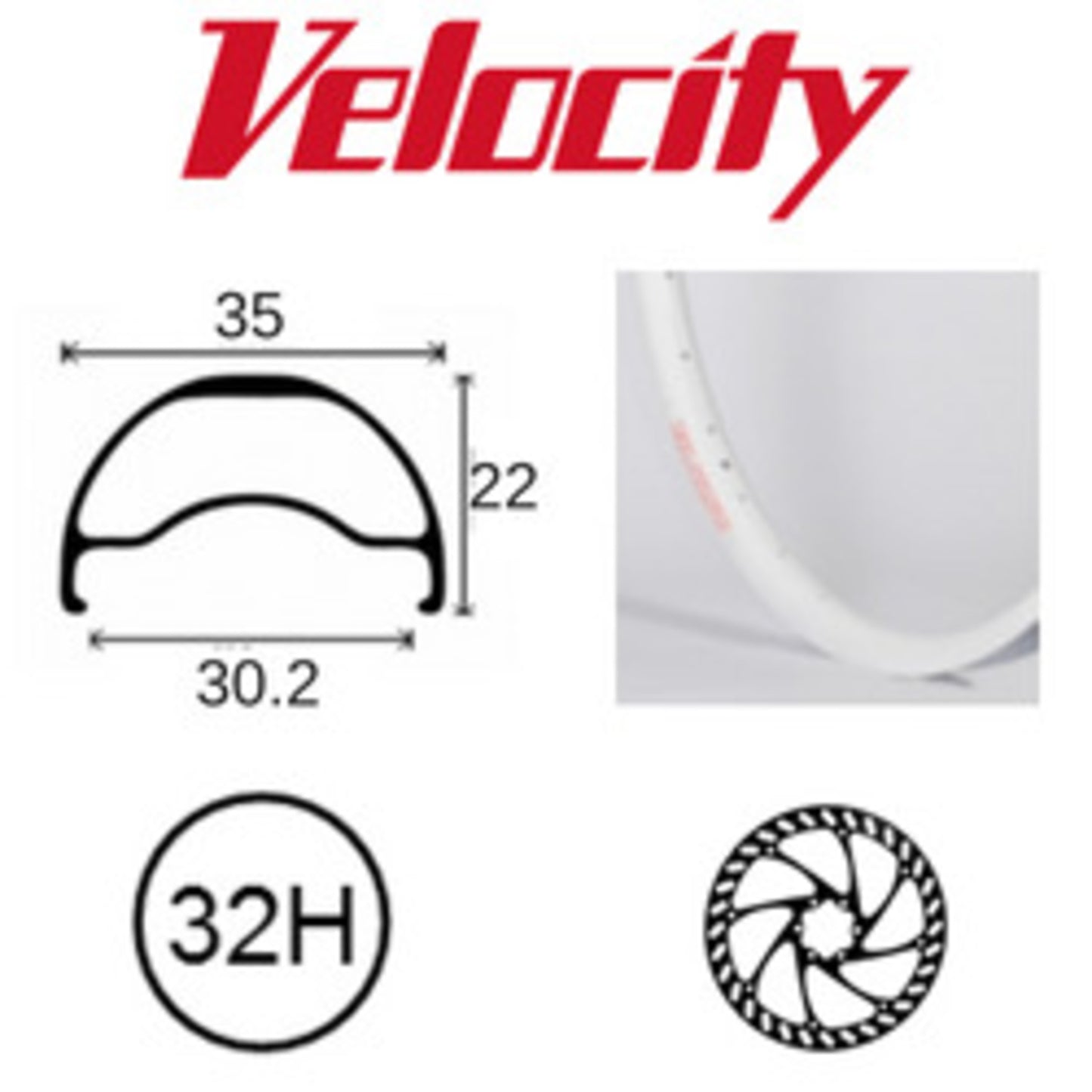 Velocity Blunt 35 29-inch Rim - Tubeless Compatible, Disc Brake, White