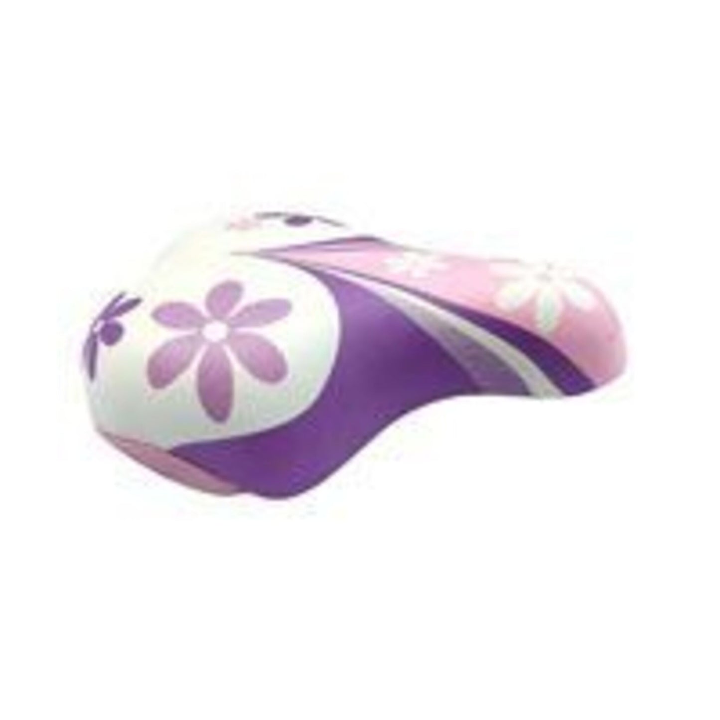 Pink and white Junior Saddle with Clamp - dimensions: 180mm x 145mm.