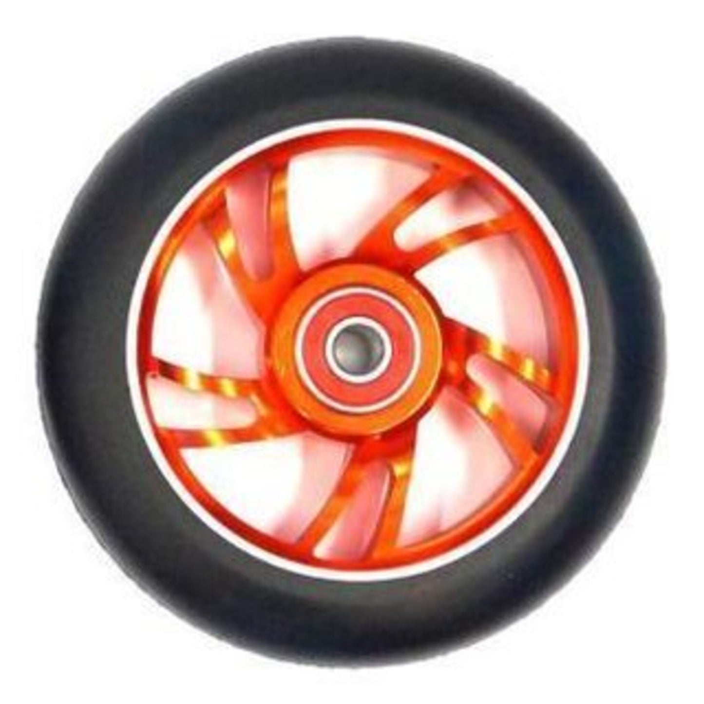 110mm Bulletproof Alloy Scooter Wheel featuring ABEC-9 Bearings and an Orange Core.