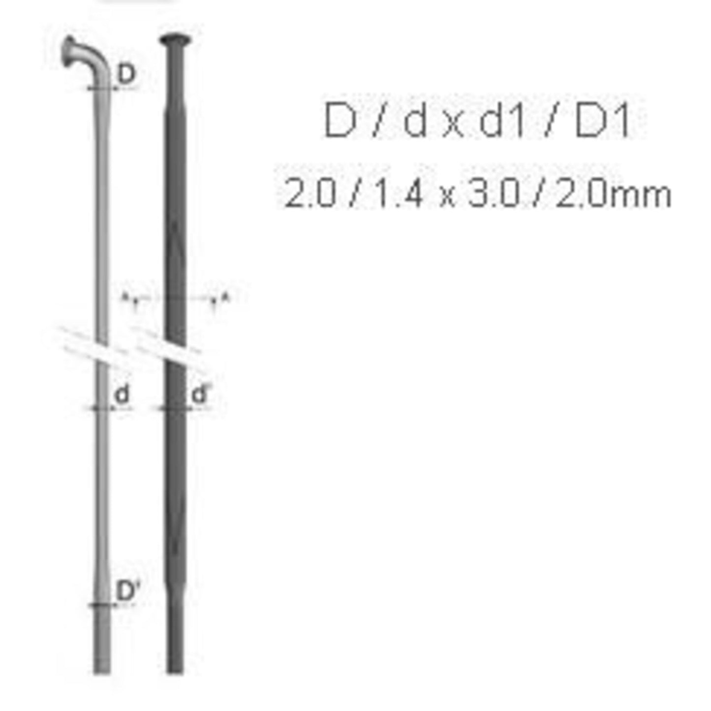 Mach1 BLADED Stainless Steel Spokes - 256mm, 14 Gauge, J Hook, in BLACK.