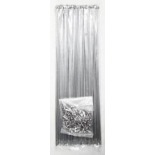 Pack of 144 Steel Spokes, 14G-308mm, with Brass Nipples.