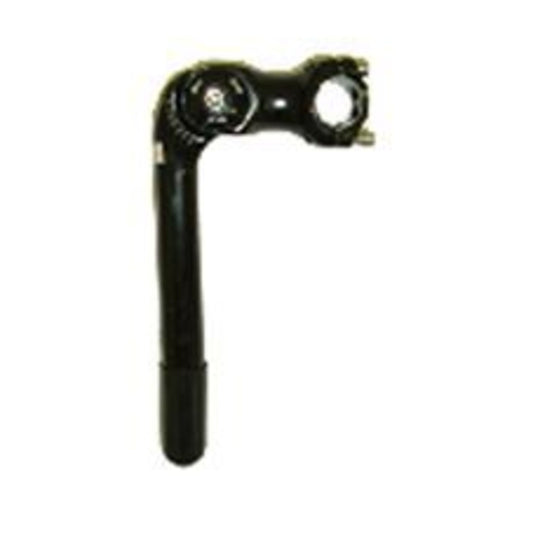 Unspecified adjustable quill stem in black, featuring an 80mm extension, a 22.2mm diameter, and compatibility with 25.4mm handlebars.
