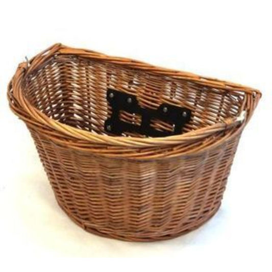Quick Release Wicker Front Basket with Handle - Dimensions: 380mm x 280mm x 220mm.