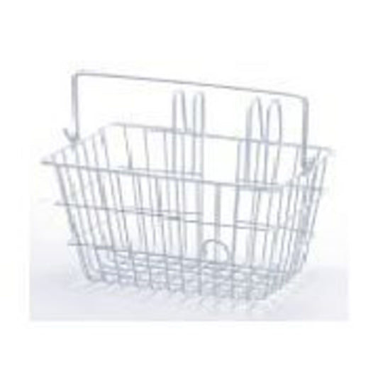 White TsaiYarn Wire Front Bike Basket with Handle - Attaches to Handlebars