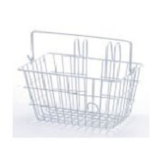 TsaiYarn White Wire Front Bike Basket with Handle - Attaches to Handlebars