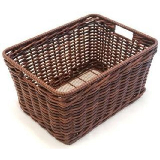 Brown PE Wicker Rear Bike Basket - Dimensions: 43cm x 33cm x 22cm.