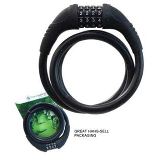 TourSeries Silicone Cable Lock - Four-Digit Combination - 12mm x 1000mm
