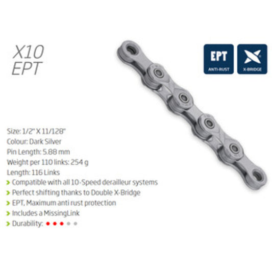 KMC X10EPT 10-Speed Chain with EcoPro TeQ Coating
