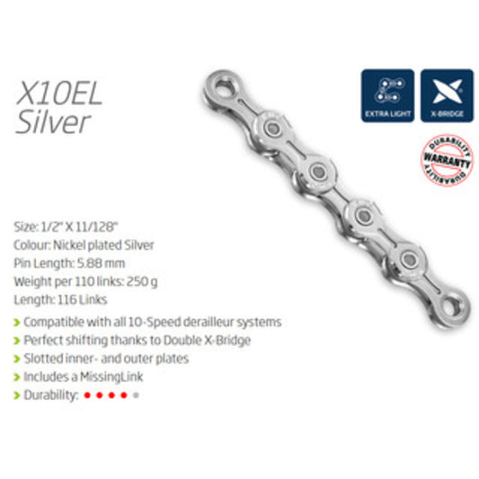 KMC X10EL 10-Speed Chain - Sturdy and Lightweight