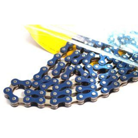 YBN S-410 Nickel/Blue 112 Link Single Speed Chain