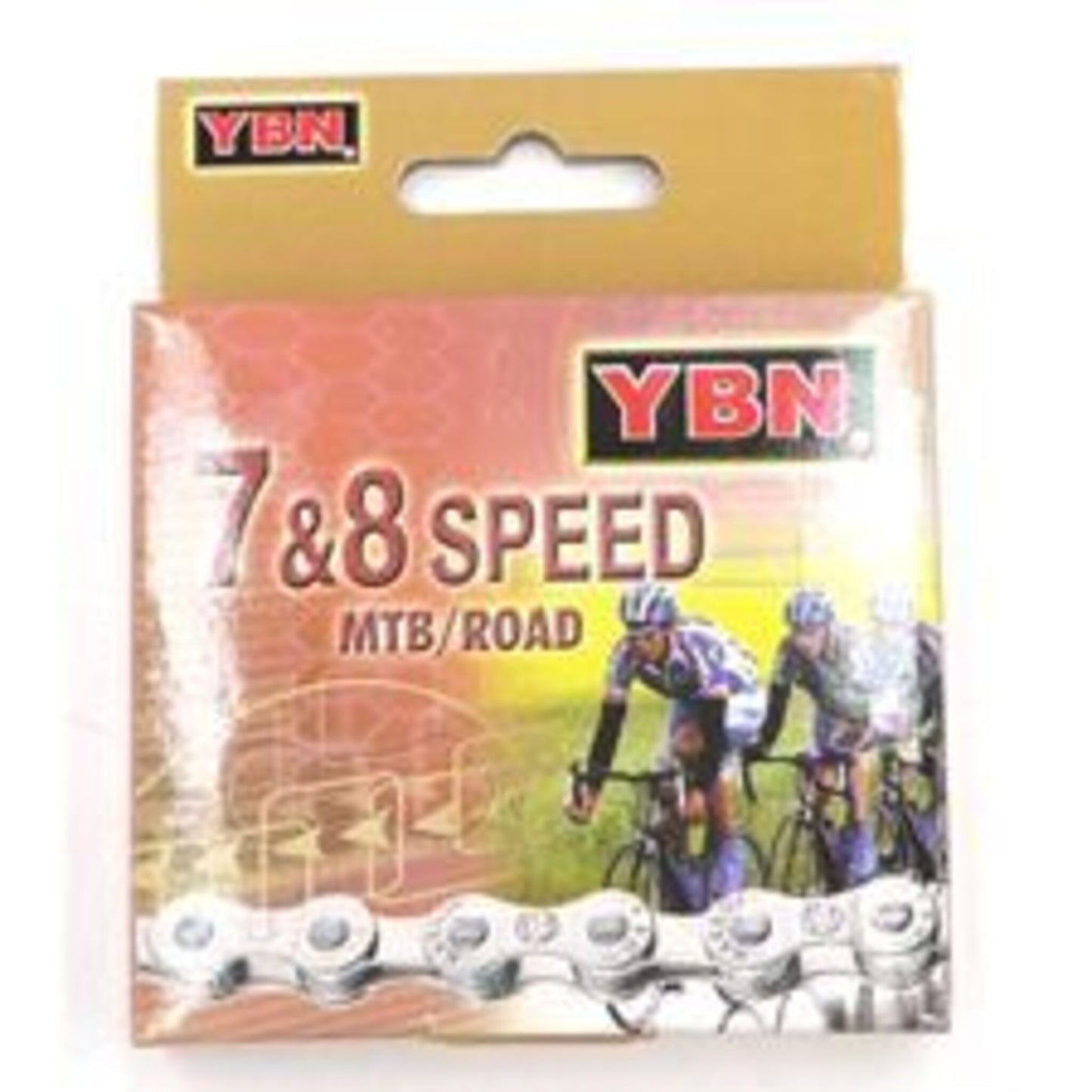 YBN S52RB Chain for 7-8 Speed Bicycles - 114 Links, Grey Color