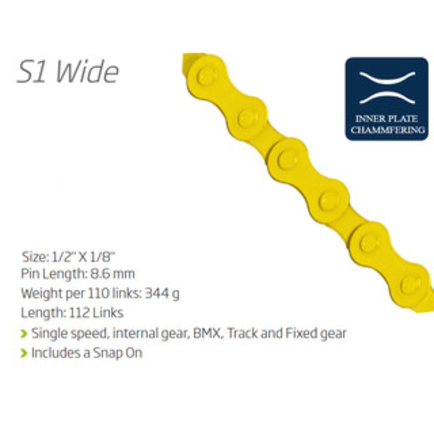 KMC S1 Single Speed Chain - Bright Yellow