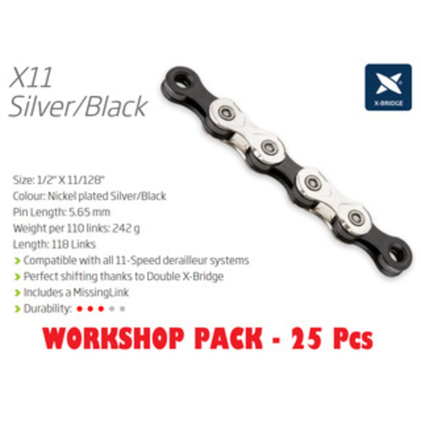 KMC X11 11-Speed Chain Workshop Kit containing 25 Chains.