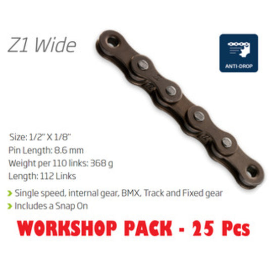 KMC Z1 Wide Chain - Brown, 116 Links, Workshop Pack (25 units)