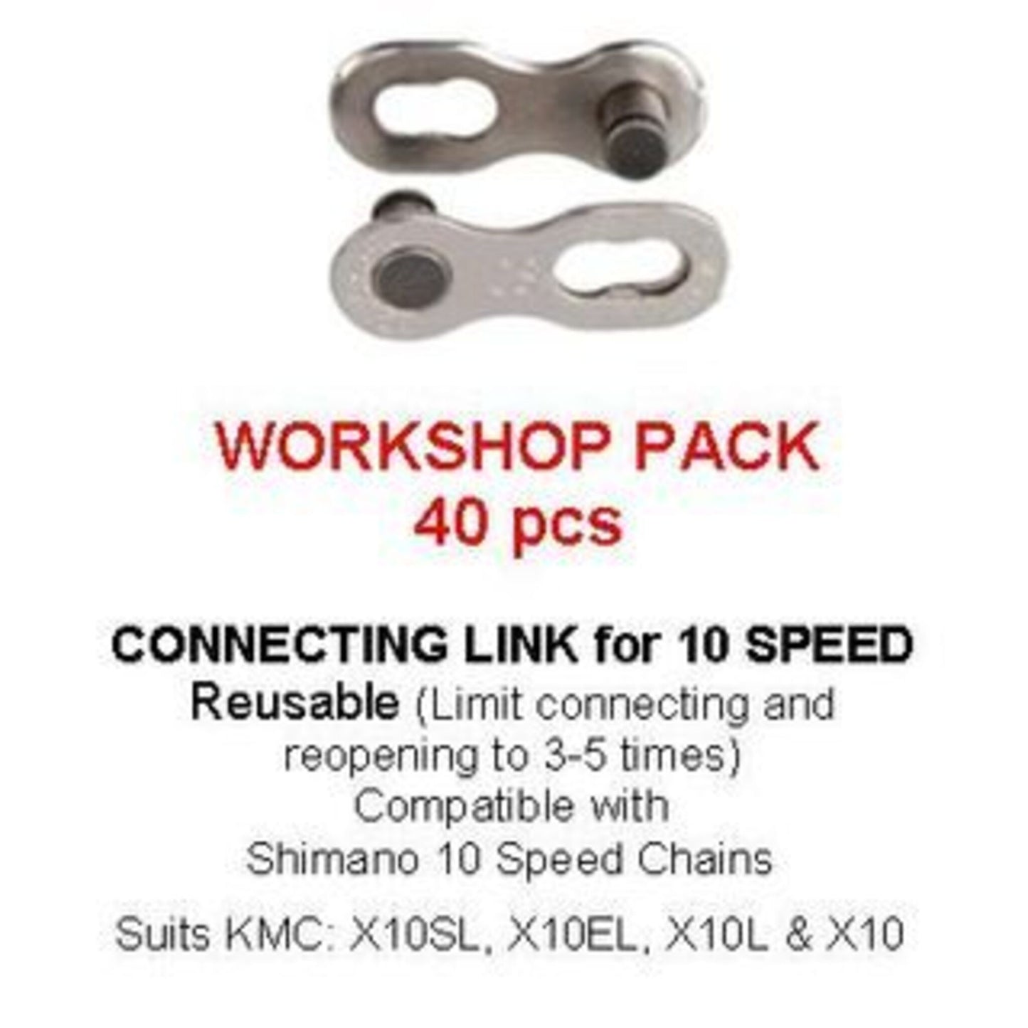 KMC 10-Speed Silver Connecting Link - 40 Pieces