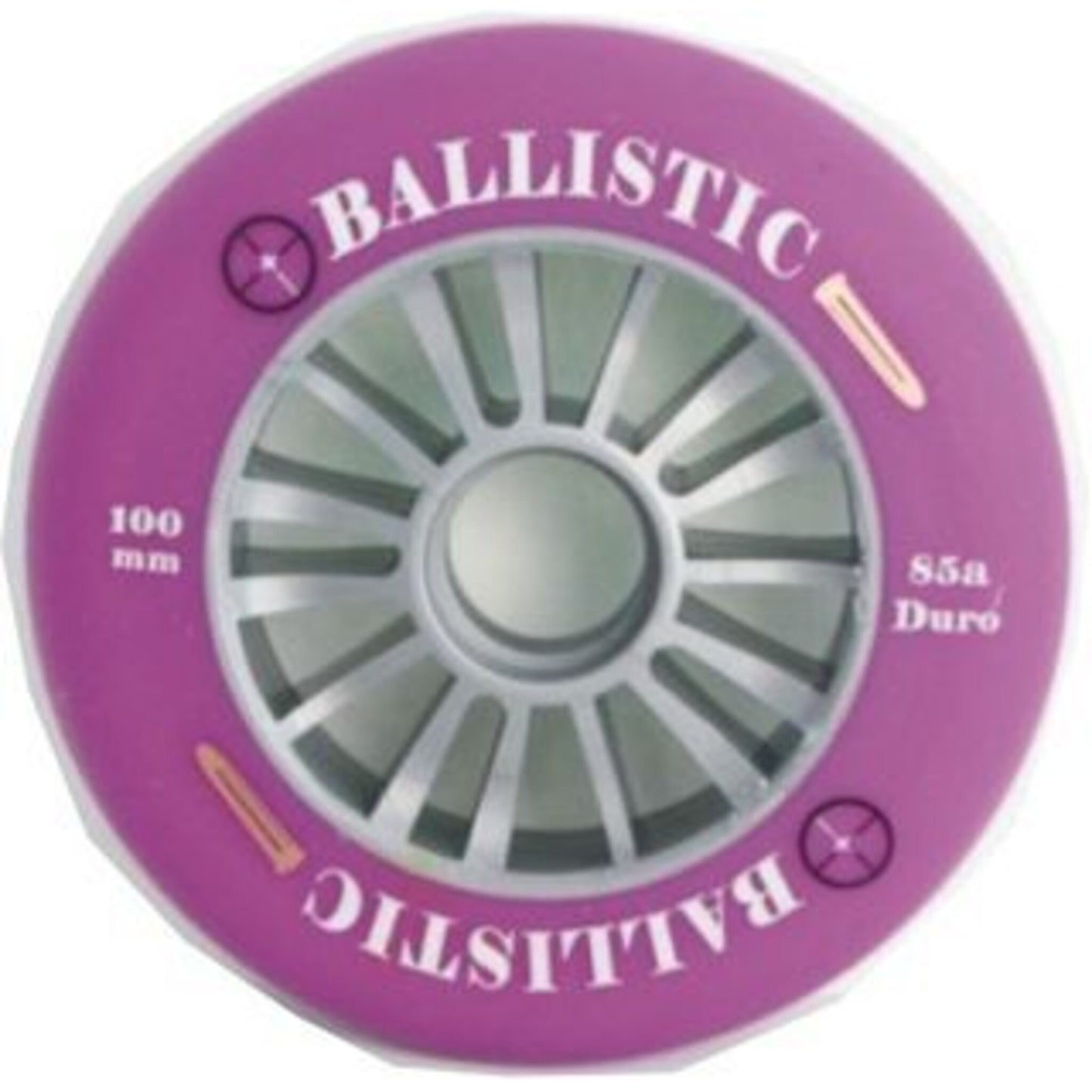 Ballistic 100mm Scooter Wheel - Silver Core with Purple PU