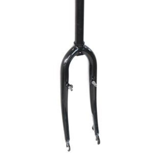 Black Steel 24" Rigid Fork featuring a Threadless 1 1/8" Stem, Pivot, and Disc Mount.