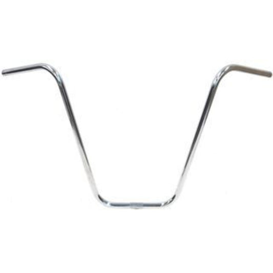 Steel Hi-Rise Handlebar - 22.2mm diameter, 66cm width, 381mm rise, silver finish.