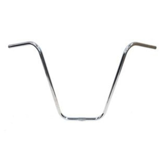 Steel Hi-Rise Handlebar - 22.2mm diameter, 66cm width, 381mm rise, in silver.