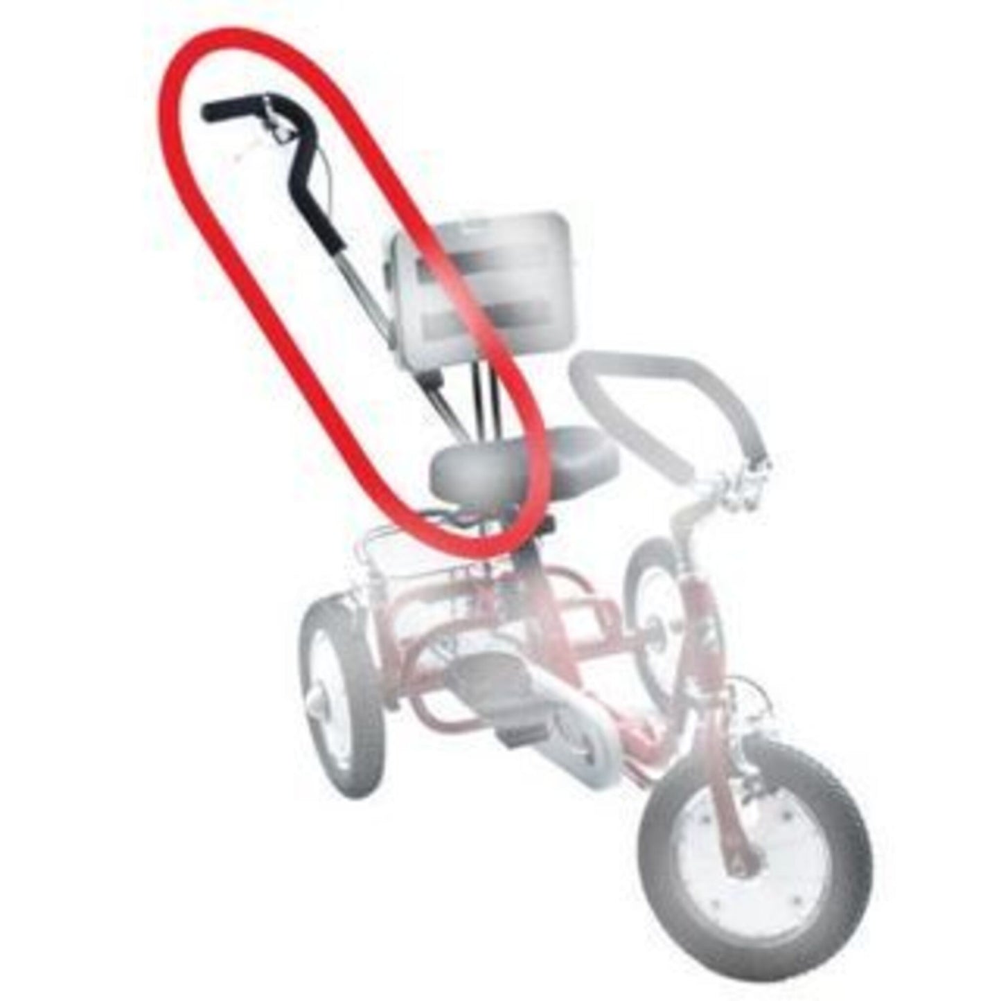 Gomier Rehatri Trike with 12-inch front and rear wheels, in red.