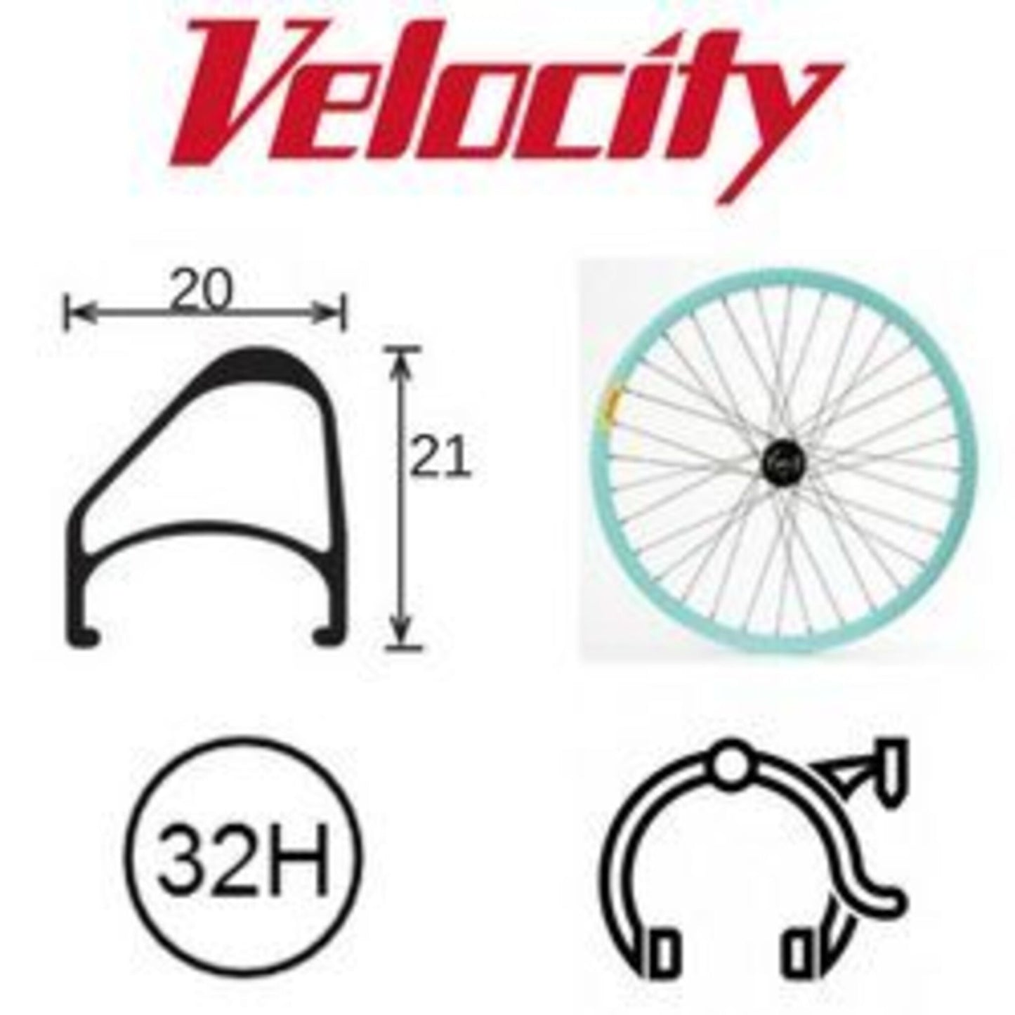 Velocity Aerohead OC 700c Rim - Celeste MSW OCR Model