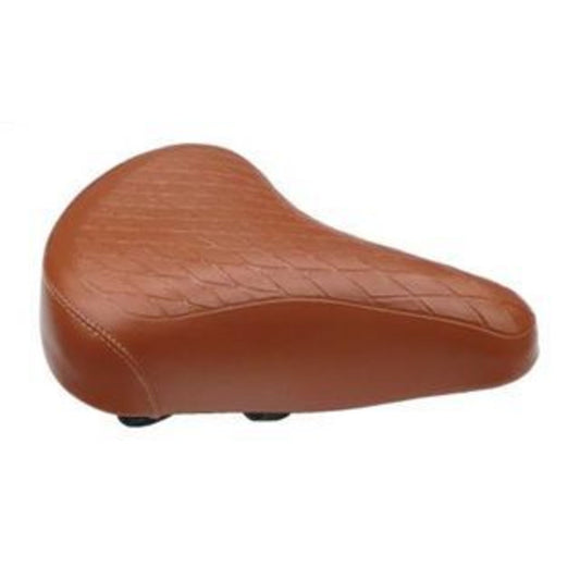 RetroRide Ladies' Saddle made of quilted vinyl with dual coil springs, in brown, measuring 250mm x 190mm.
