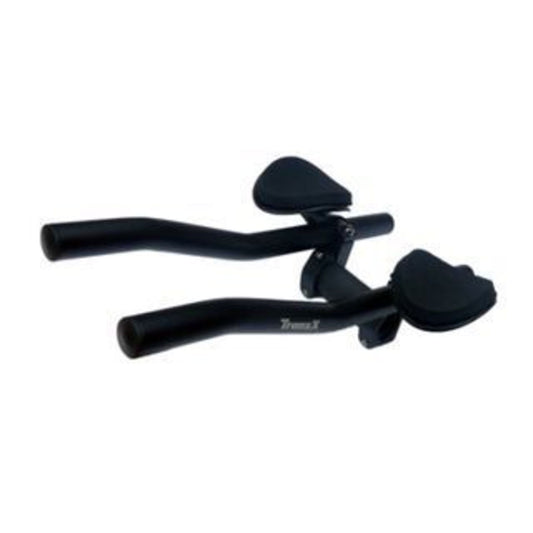 TranzX TRIATHLON BARS conversion kit for 25.4mm to 31.8mm handlebars, made of alloy with sleeves and clamp in black.